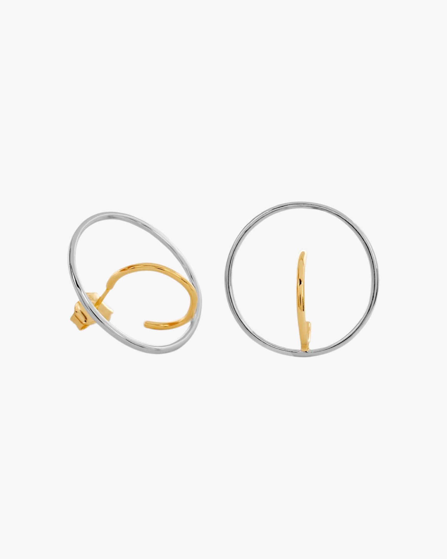 Pendientes aro diseño bicolor cruzado