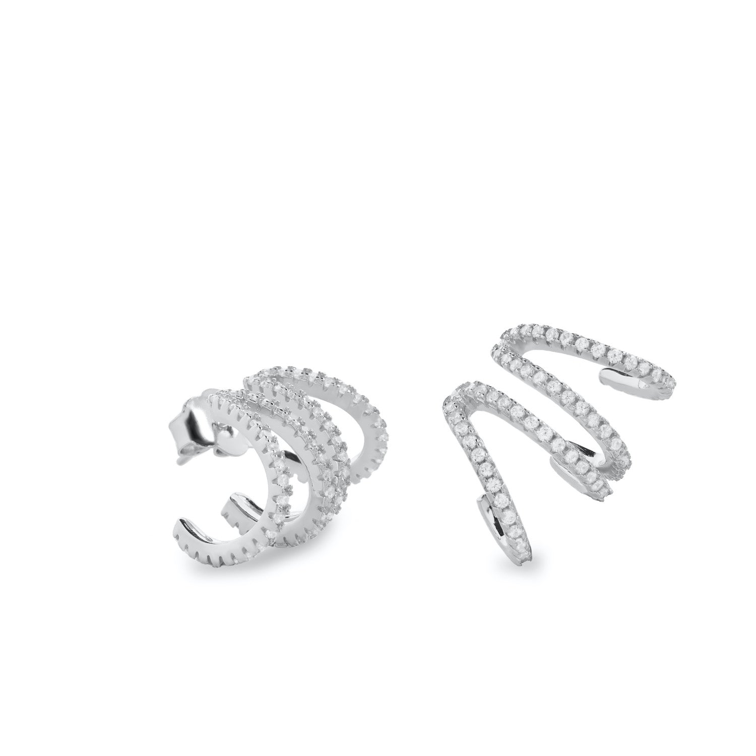 Boucles d'oreilles originales en spirale avec zircone cubique