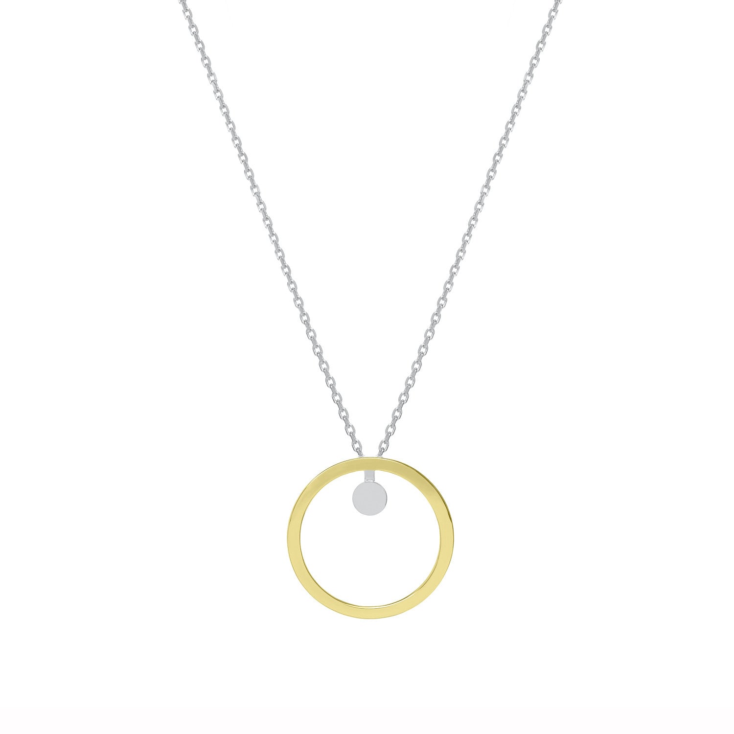 Bicolor sterling silver pendants large circle design