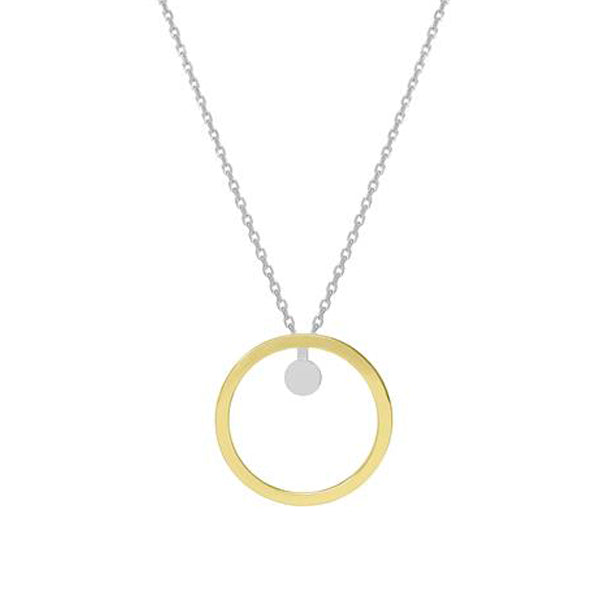 Colgantes bicolor de plata grandes diseño círcular