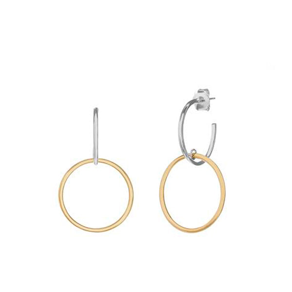 Pendientes aro diseño de doble argolla bicolor