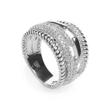 Anillos circonitas diseño eslabones brillantes