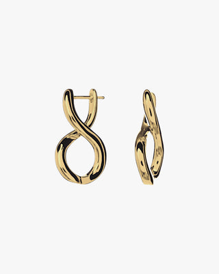 Pendientes originales de plata lisa diseño cruzado bañado en oro