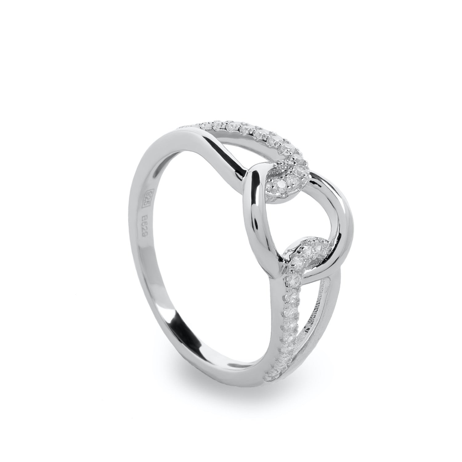 Anillos circonitas diseño de círculo central entrelazado