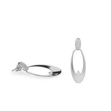 Pendientes largos diseño oval con circonitas