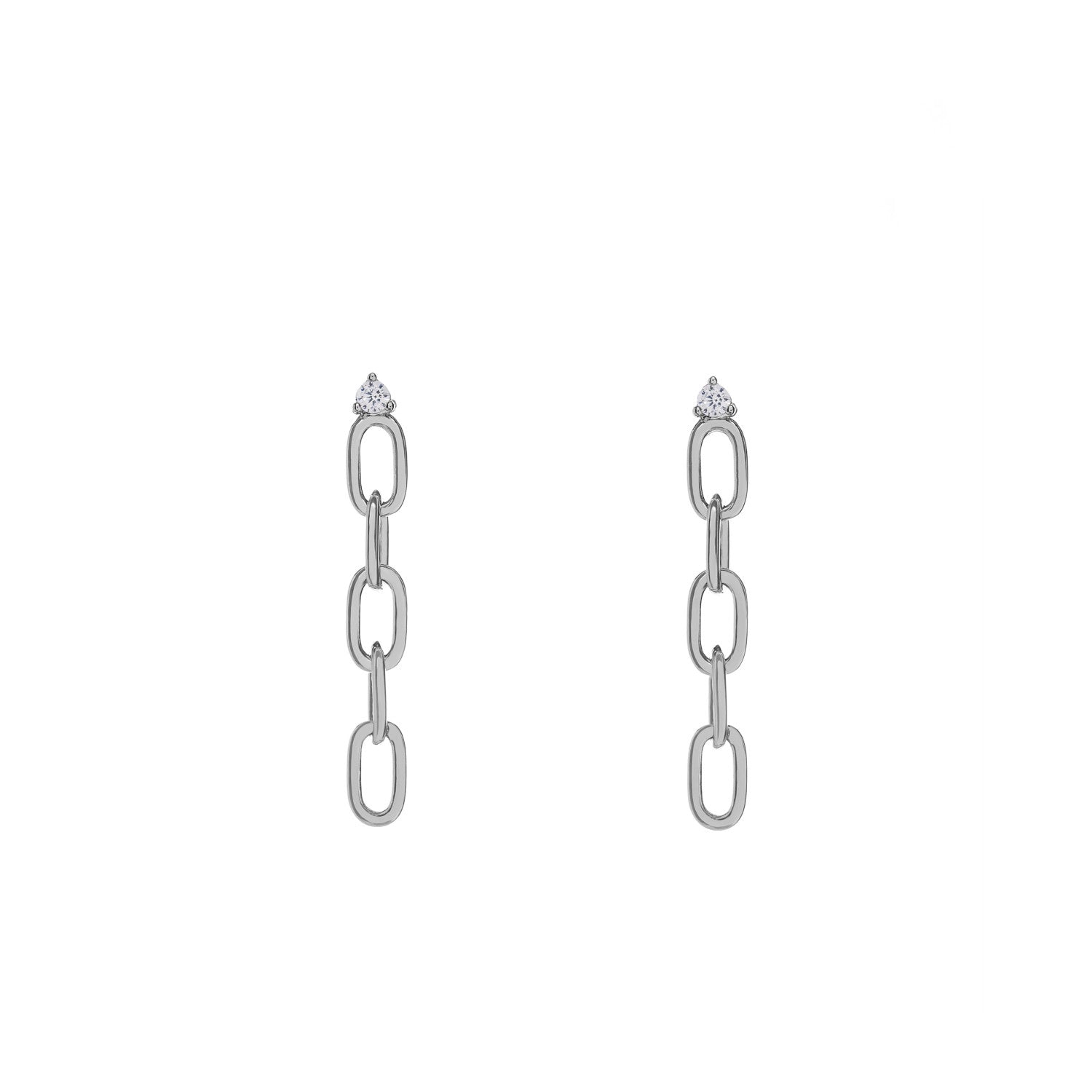 Boucles d'oreilles longs de argent maillons avec zircon