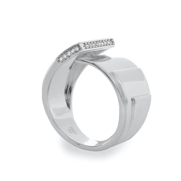 Wide rings with overlapping design and cubic zirconia detail