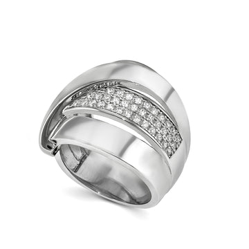 Anillos anchos diseño carril diagonal con circonitas