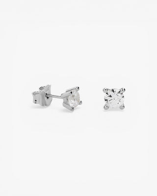 Pendientes pequeños plata diseño 4 garras con circonita