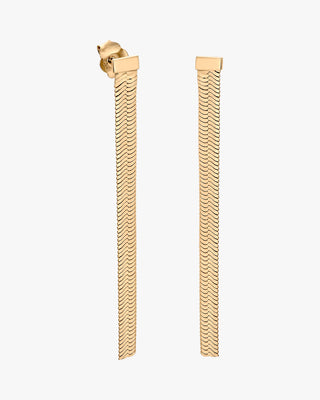 Boucles d'oreilles longues en argent plaqué or avec un motif de serpent