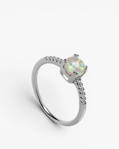 Anillos finos diseño circular estilo ópalo con circonitas