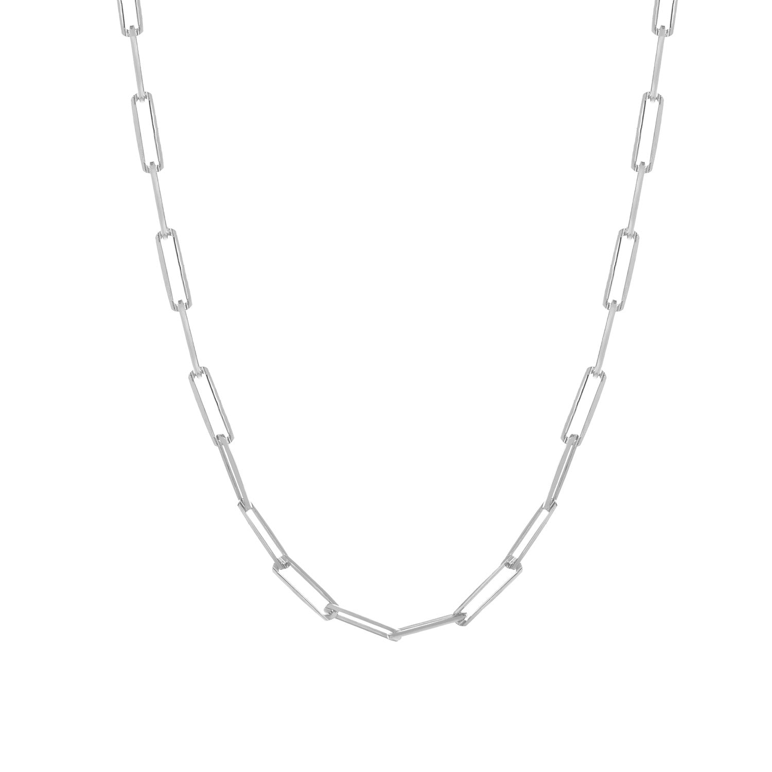 collier chaîne de argent lisse design maillons paper-clip