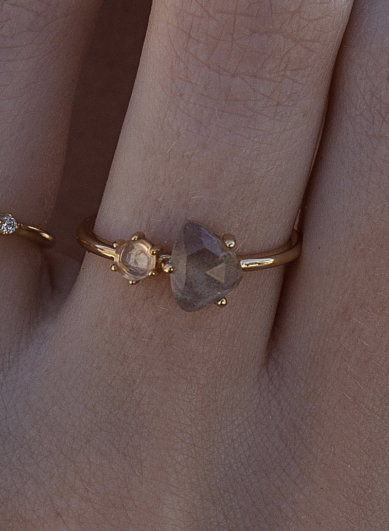 Bagues en argent fin avec double pierre