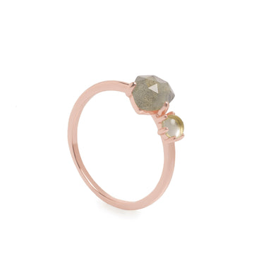 Anillos finos de plata diseño doble piedra