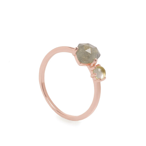 Bagues en argent fin avec double pierre