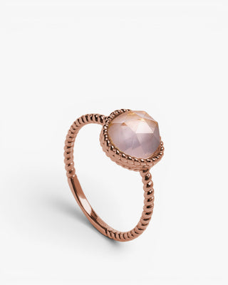 Anillos con piedras diseño cuarzo rosa irregular