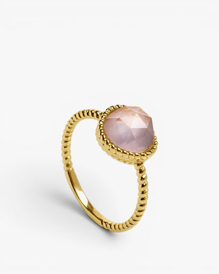 Bagues ornées de pierres de quartz rose au design irrégulier