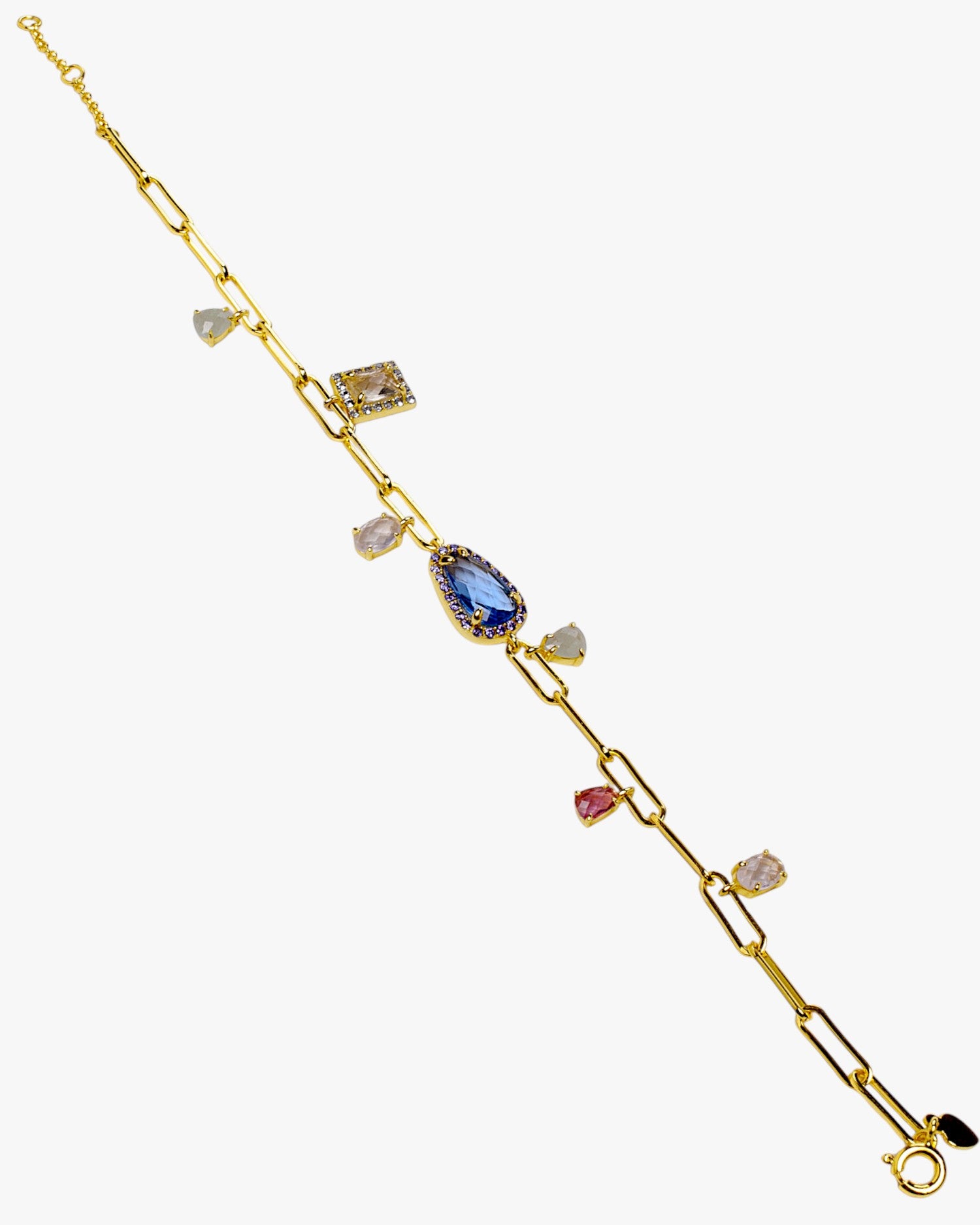 Pulseras con piedras estilo paper clip con charms