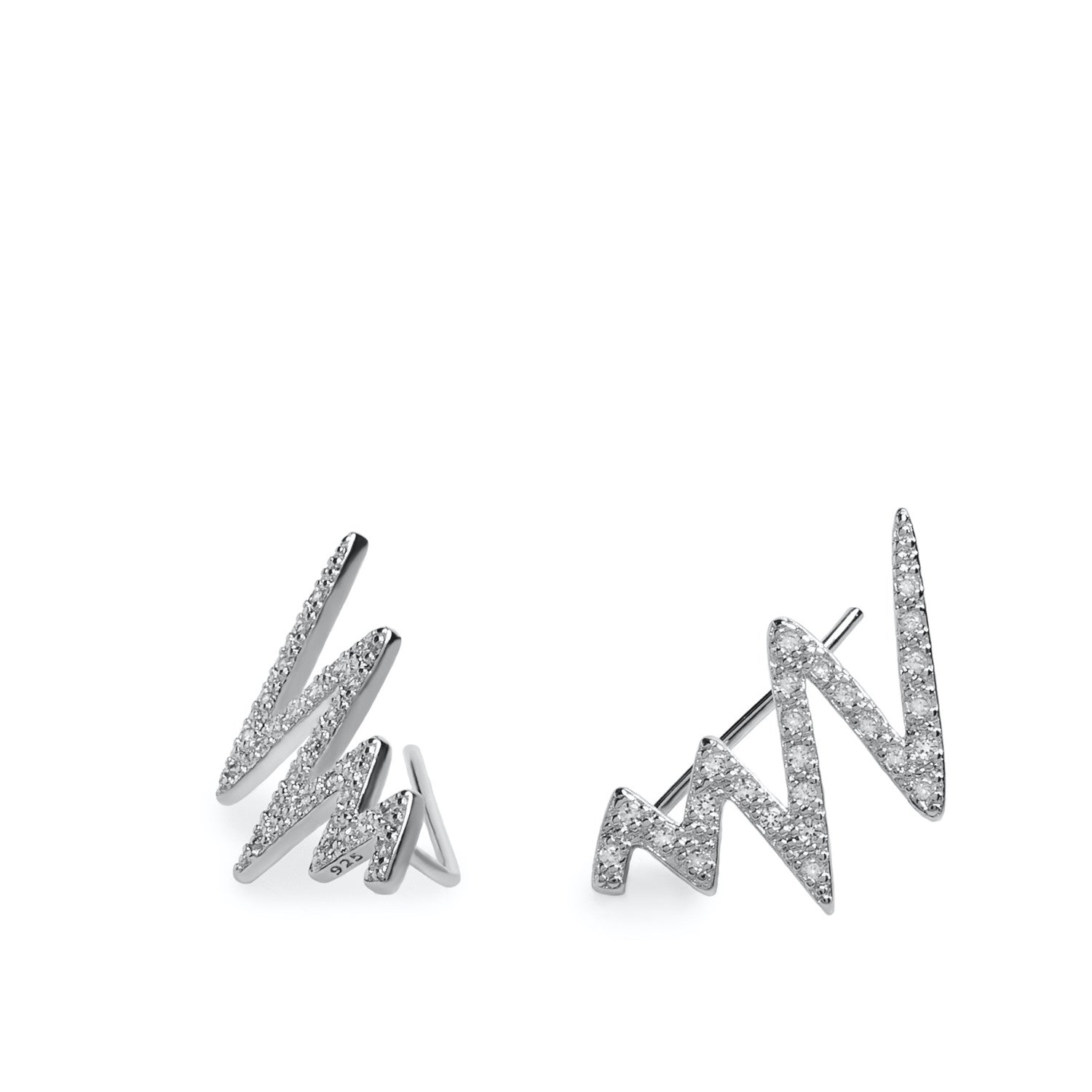 Boucles d'oreilles grimpeurs  dde argent design zig zag