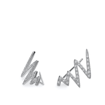 Pendientes trepadores de plata diseño zig zag