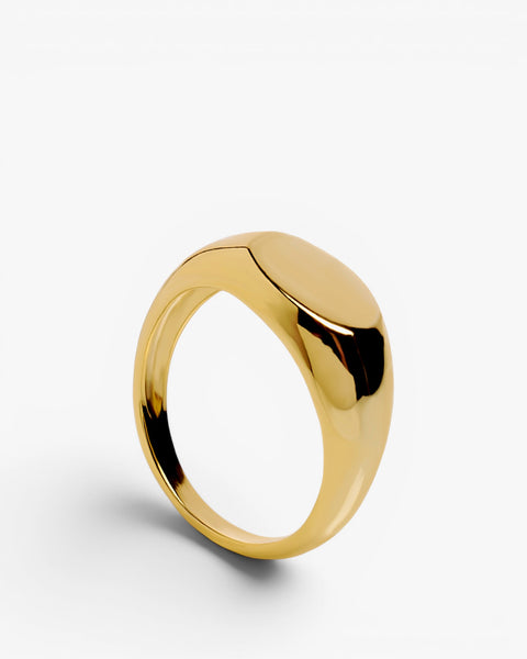 Plain silver signet ring plated in gold