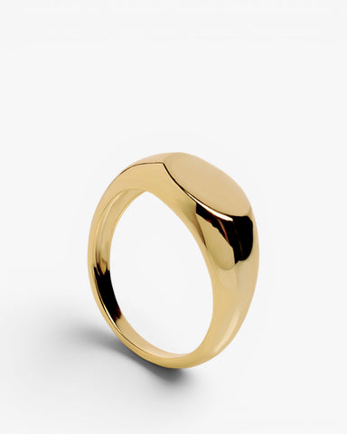 Bague chevalière en argent massif plaqué or