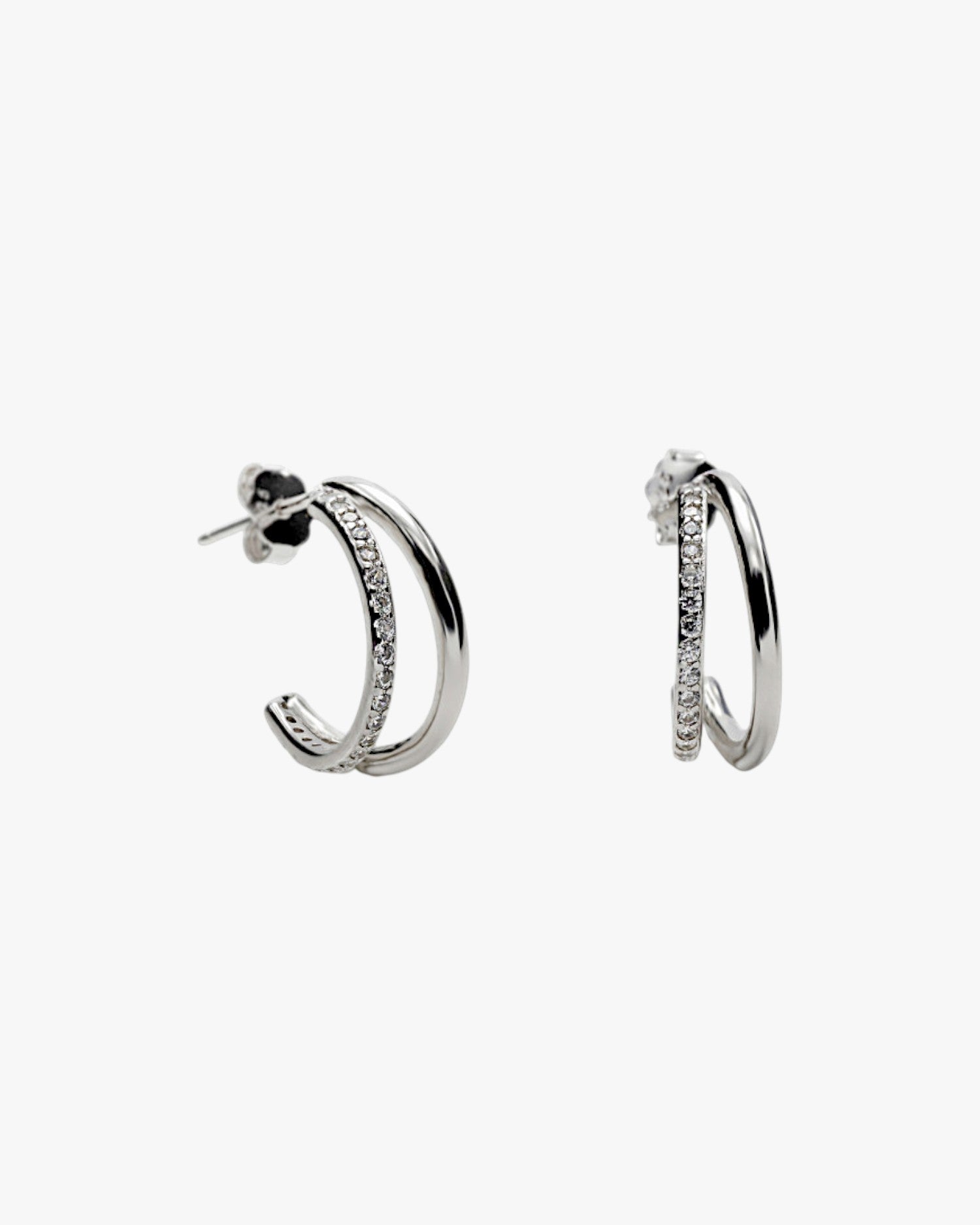 Pendientes aro de plata diseño doble carril