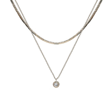 Collares dobles de plata diseño rígido con motivo redondo