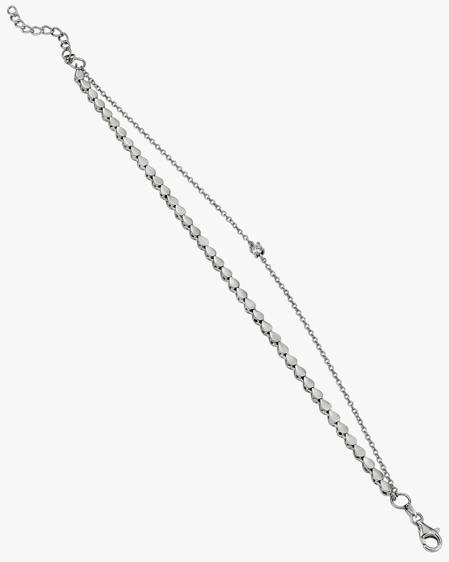 Thin silver bracelets with a minimalist double design