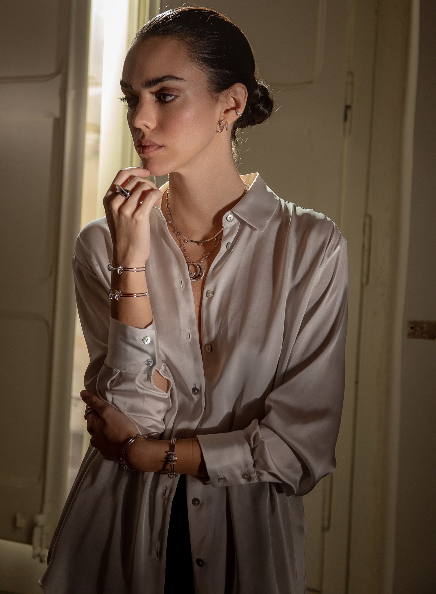 bracelet braceletargent design de  cercles dezircon