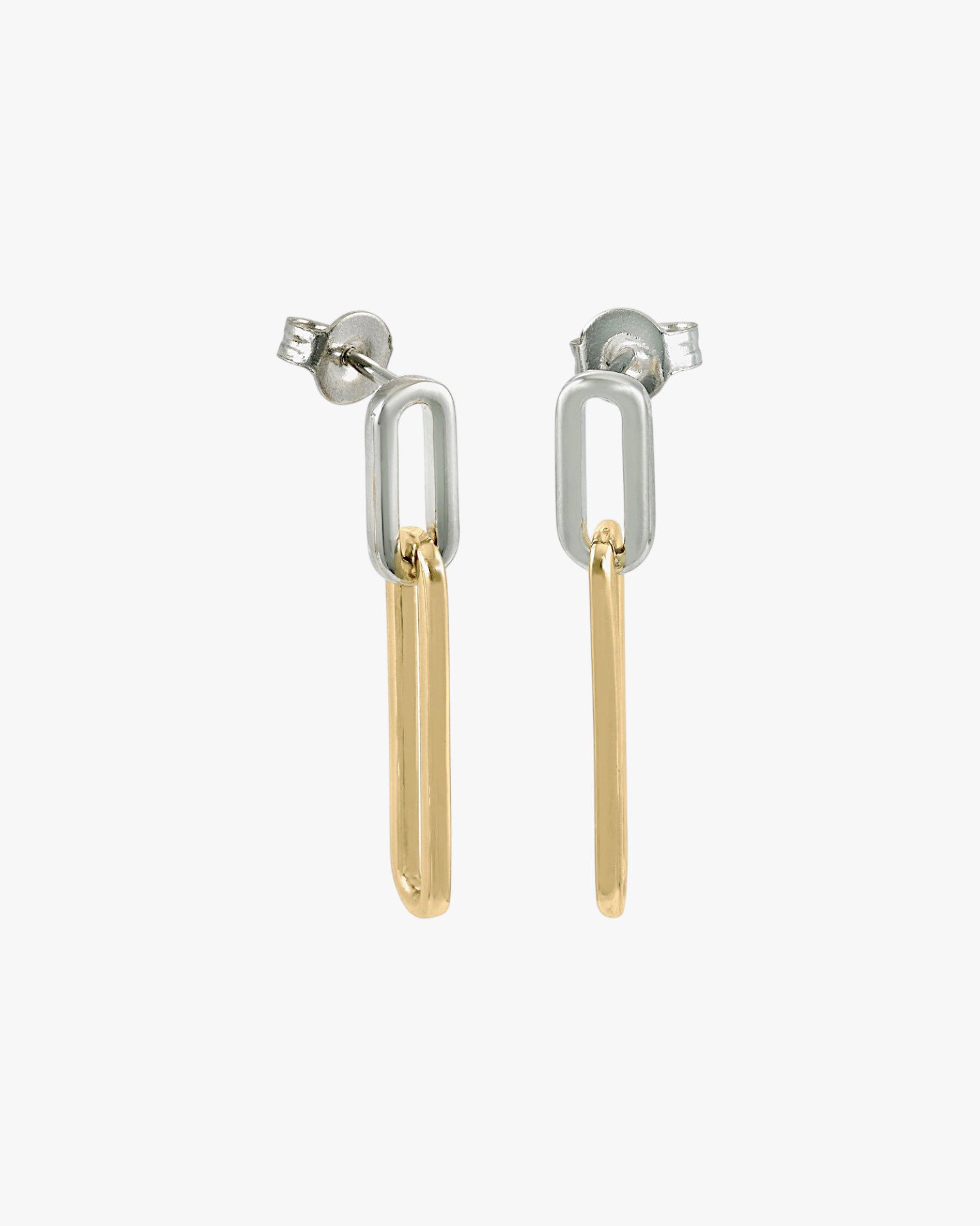Boucles d'oreilles bicolores, modèle à deux maillons, tailles différentes