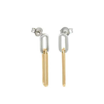 Pendientes bicolor diseño de dos eslabones medidas distintas