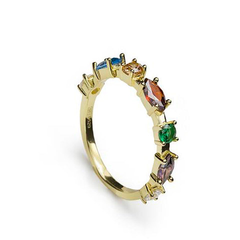 Rings with bright colored stones in multiple sizes