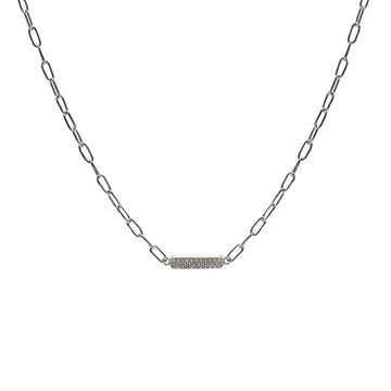 Collar cadena de plata diseño placa con circonitas