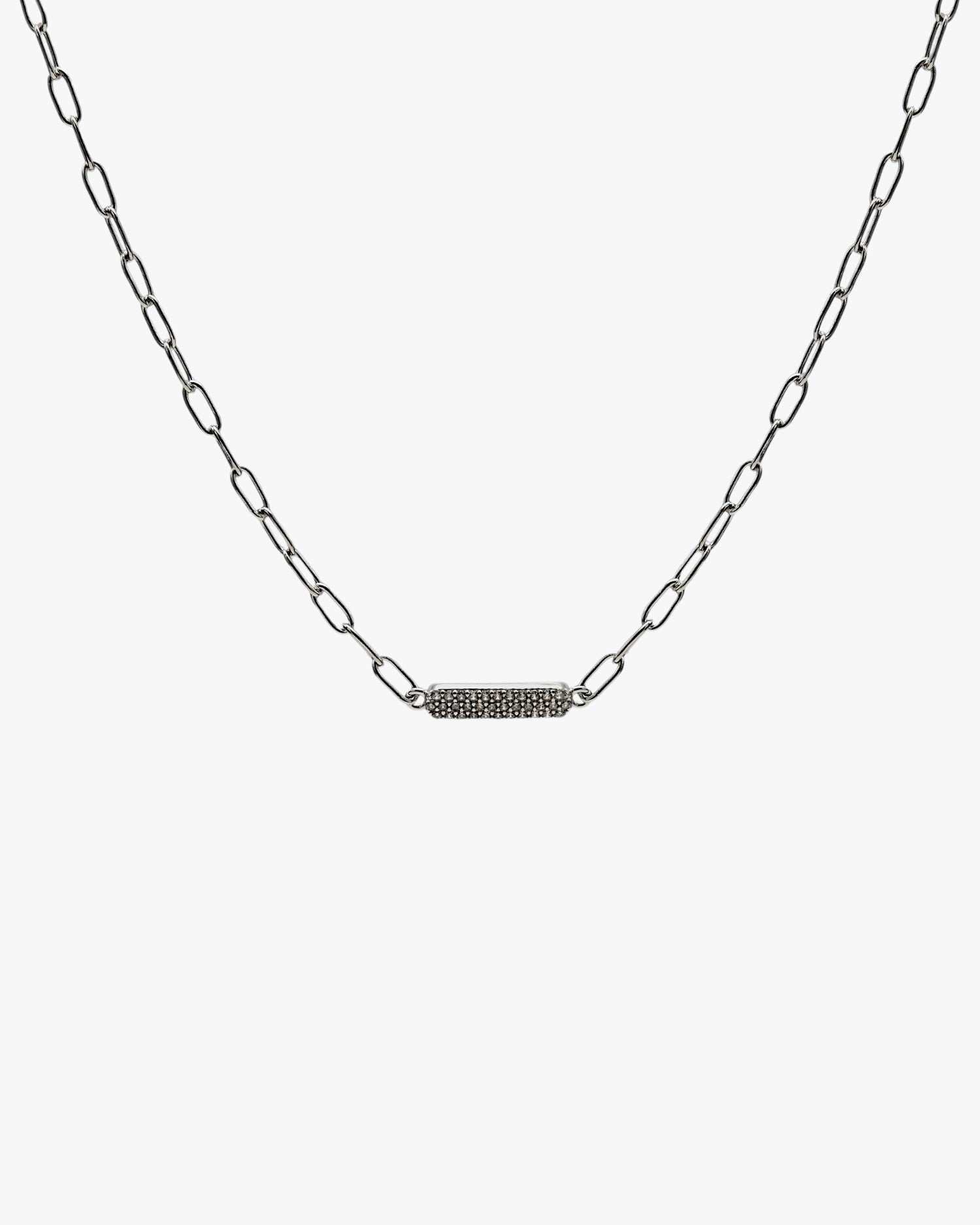 Collier en argent avec plaque et zircone cubique