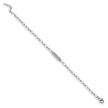 Pulseras finas de plata diseño placa con circonitas