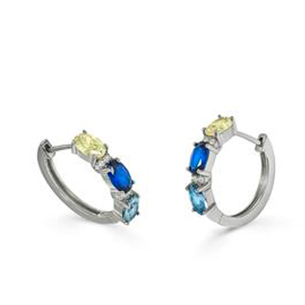 Pendientes aro de plata pequeños diseño azul