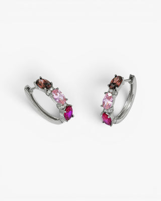 Pendientes aro de plata pequeños diseño rosa