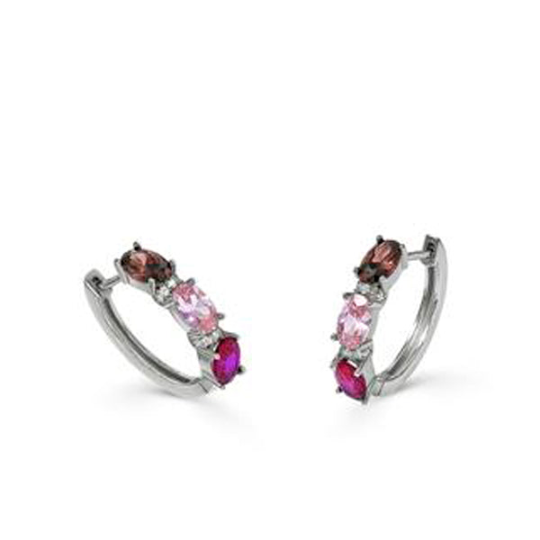 Pendientes aro de plata pequeños diseño rosa