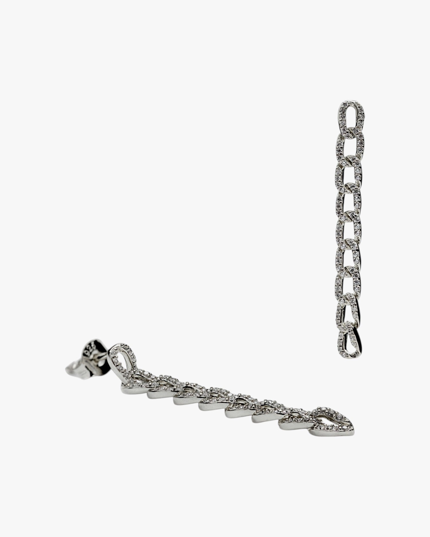 Long chain design earrings with cubic zirconia