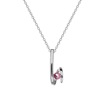Colgantes plata originales diseño zig-zag con gema rosa