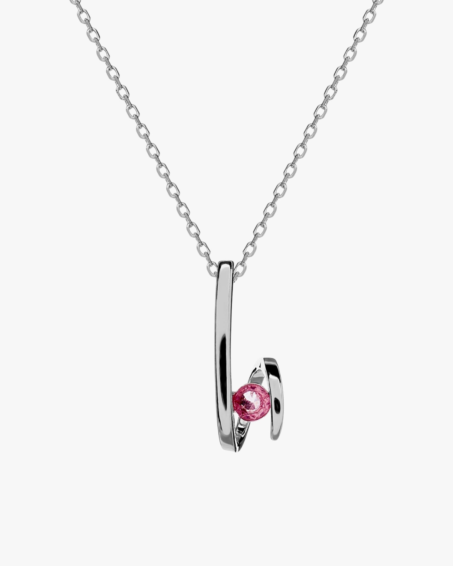 Colgantes plata originales diseño zig-zag con gema rosa