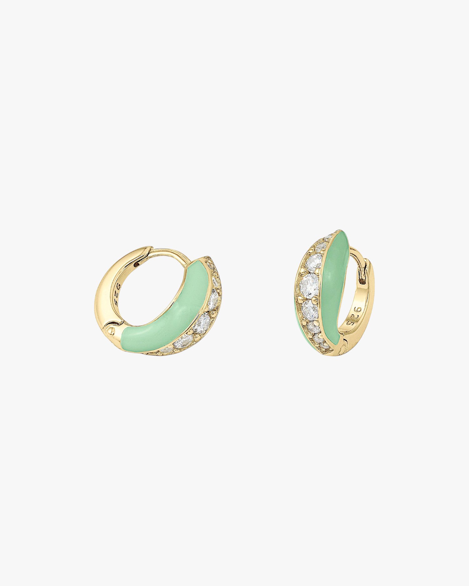 Pendientes aros pequeños diseño dividido de esmalte y circonitas
