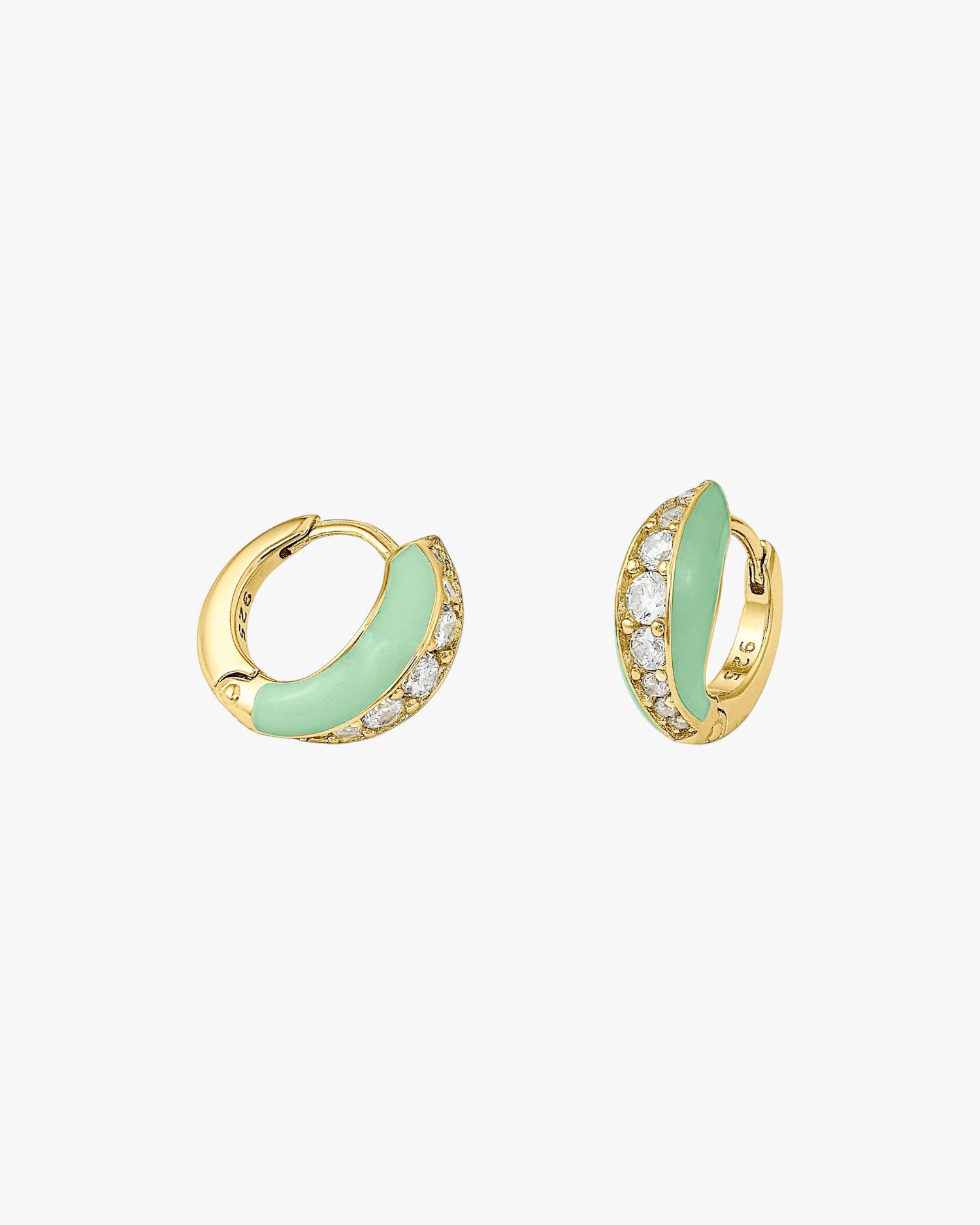 Pendientes aros pequeños diseño dividido de esmalte y circonitas