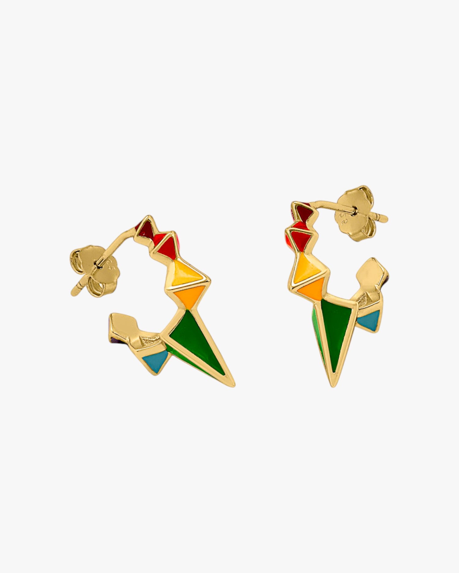 Pendientes aros originales diseño multicolor y baño de oro