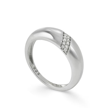 Anillos finos de plata diseño banda de circonita