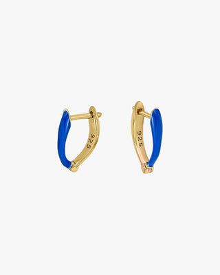 Pendientes pequeños de plata diseño esmalte azul