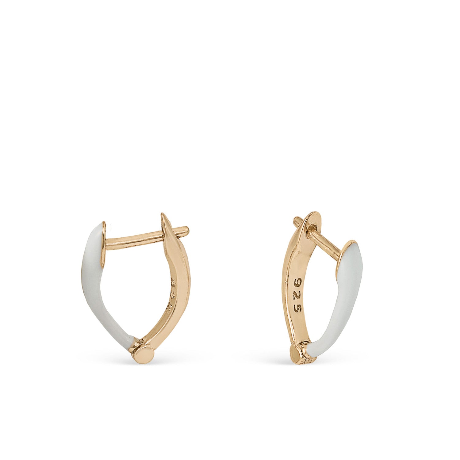 Pendientes pequeños de plata diseño esmalte blanco