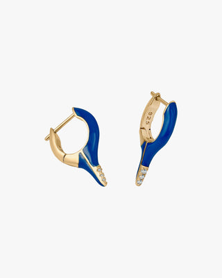 Pendientes originales plata diseño punta esmalte azul
