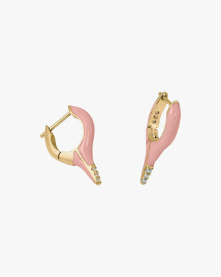 Pendientes originales plata diseño punta esmalte rosa